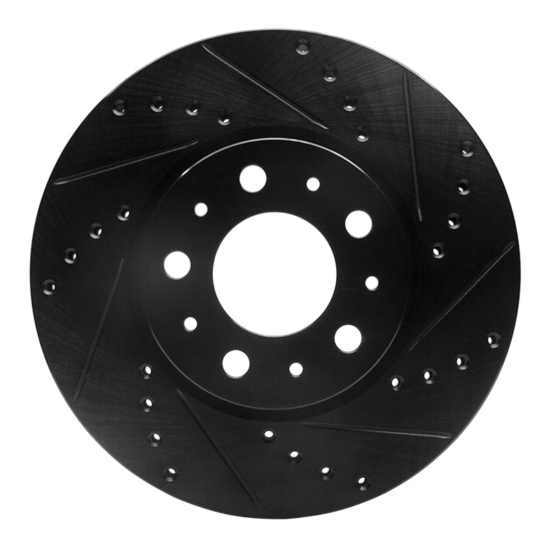 Volvo S90 Brake Rotor (1) - Front Right - R1 Concepts - Drilled & Slotted - Black - `95-`04